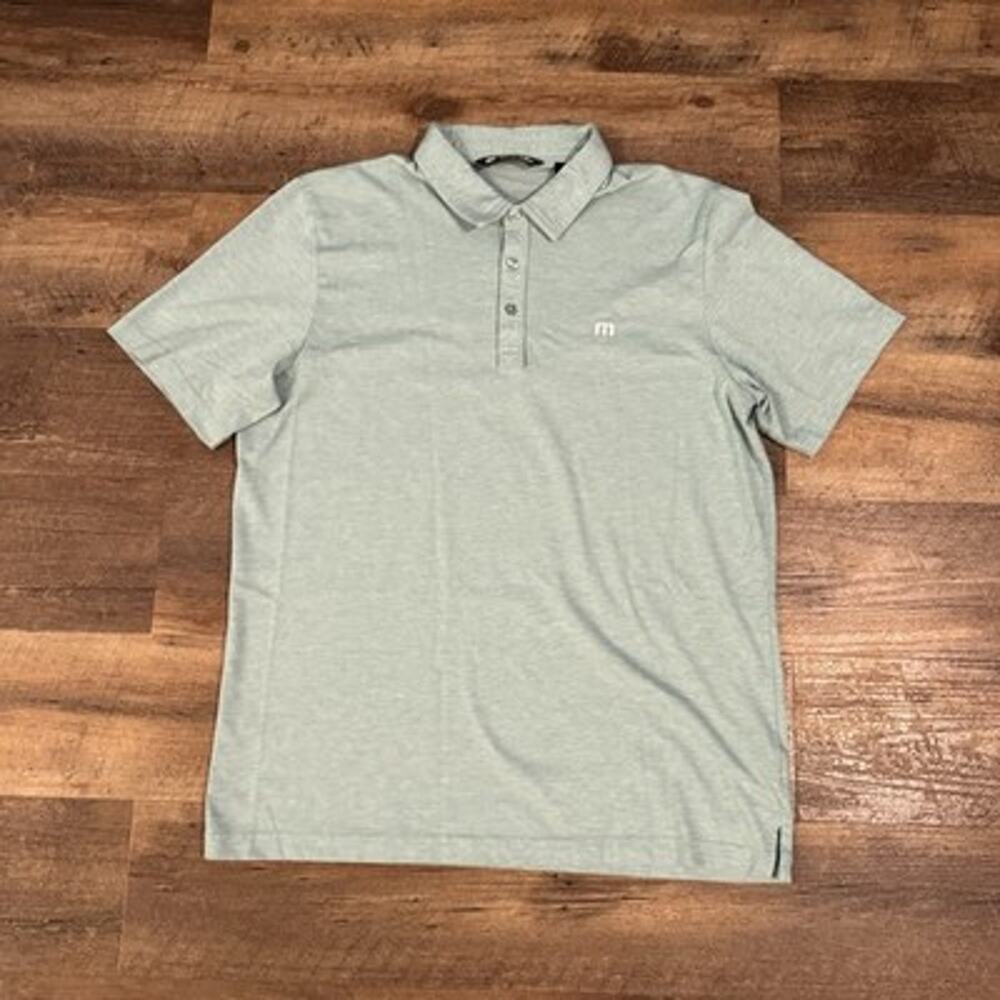 Travis Matthew Shirt Polo L Pima Cotton Polyester Blend Teal Green Golf READ